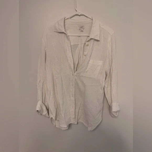 J.Crew 100% Cotton Gauze Airy Button Down Top; Beach Top; Classic Shirt; Large - Picture 4 of 10